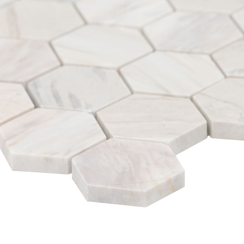 Angora Polished 2" Hexagon Mosaic Tile thumbnail 3