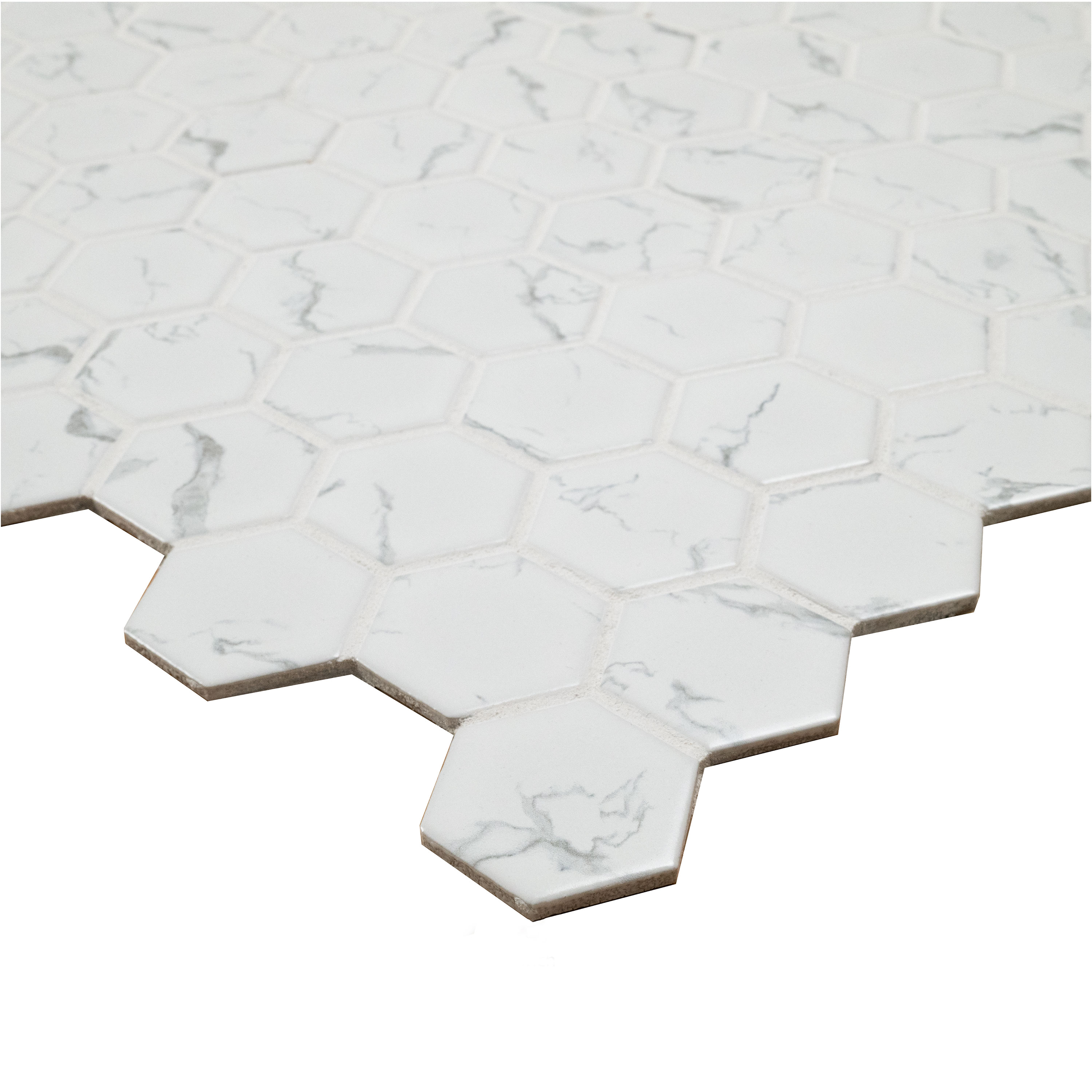 Carrara Matte 2" Hexagon Tile thumbnail 4