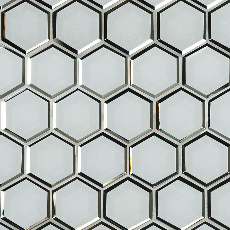 Ice Beveled 3" Hexagon Mosaic Tile