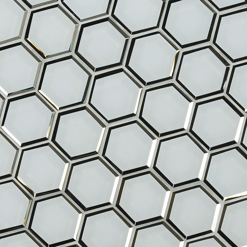 Ice Beveled 3" Hexagon Mosaic Tile thumbnail 2
