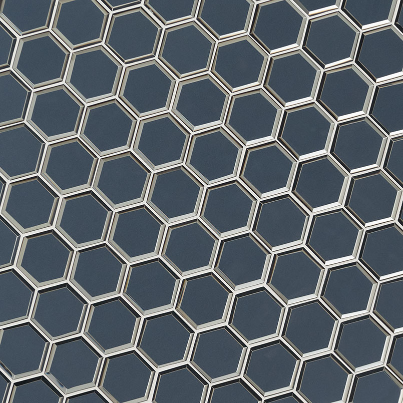 Vague Blue 3" Hexagon Mosaic Tile thumbnail 2