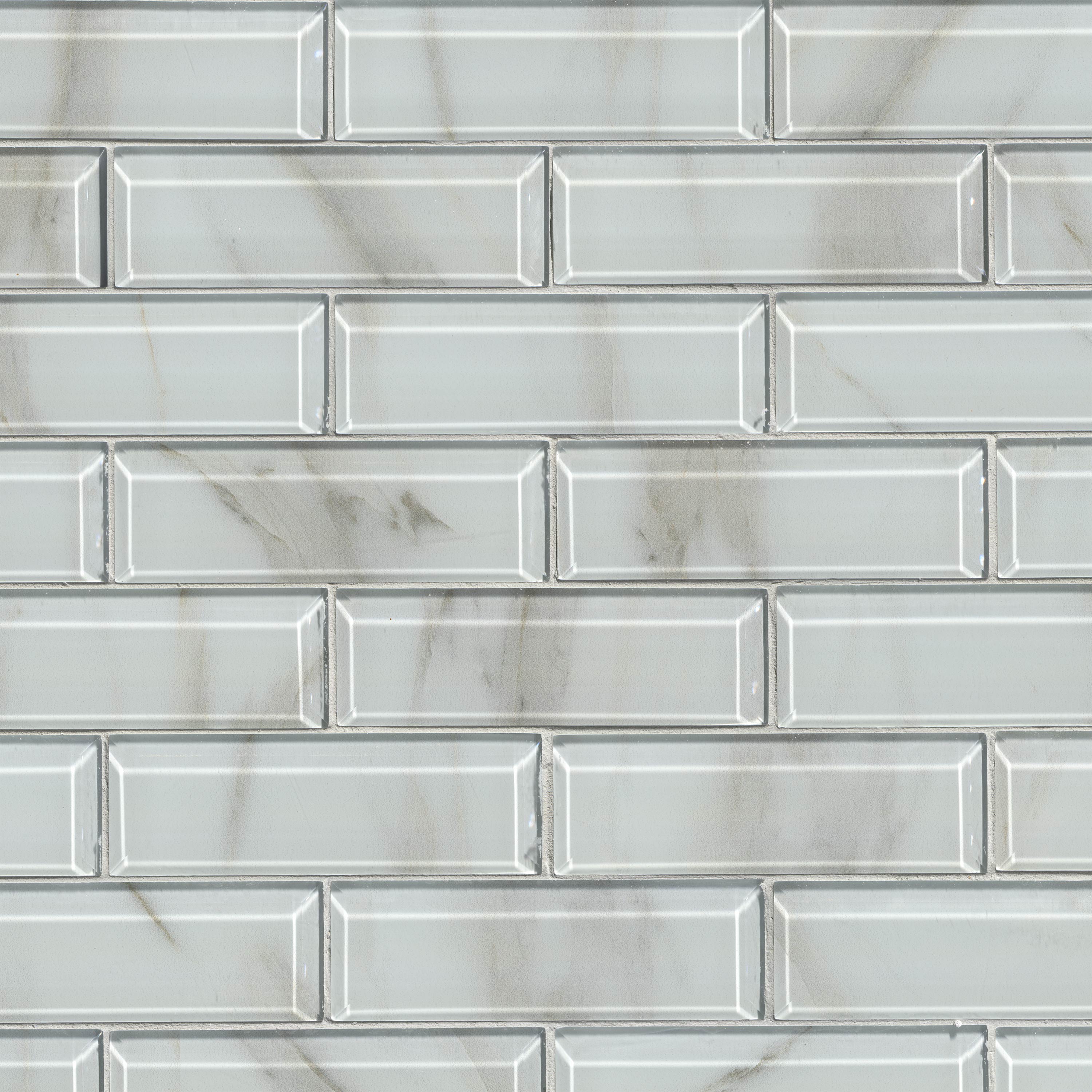 Ivory Amber Beveled Subway Tile