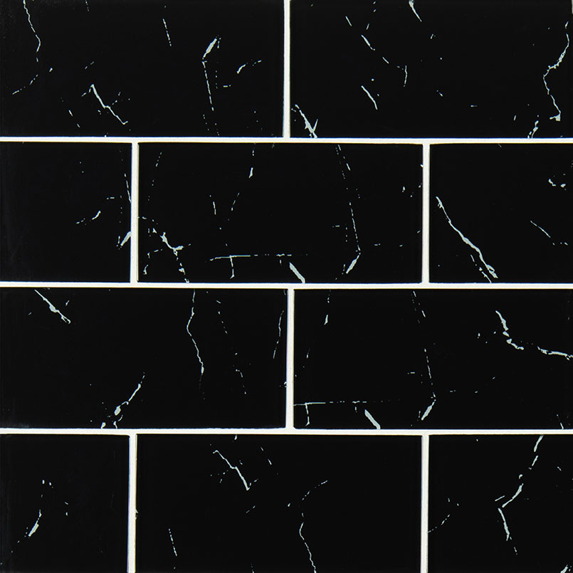 Nero Marquina 3x6 Glass Tile