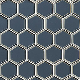 Vague Blue 3" Hexagon Mosaic Tile thumbnail 6