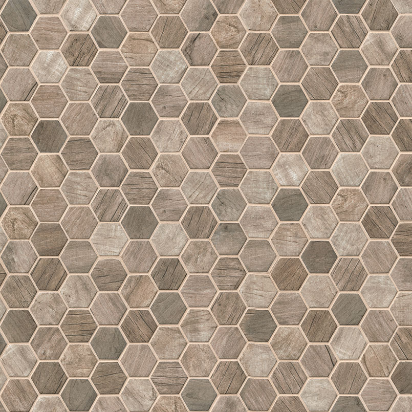 Driftwood Hexagon Mosaic Tile thumbnail 3