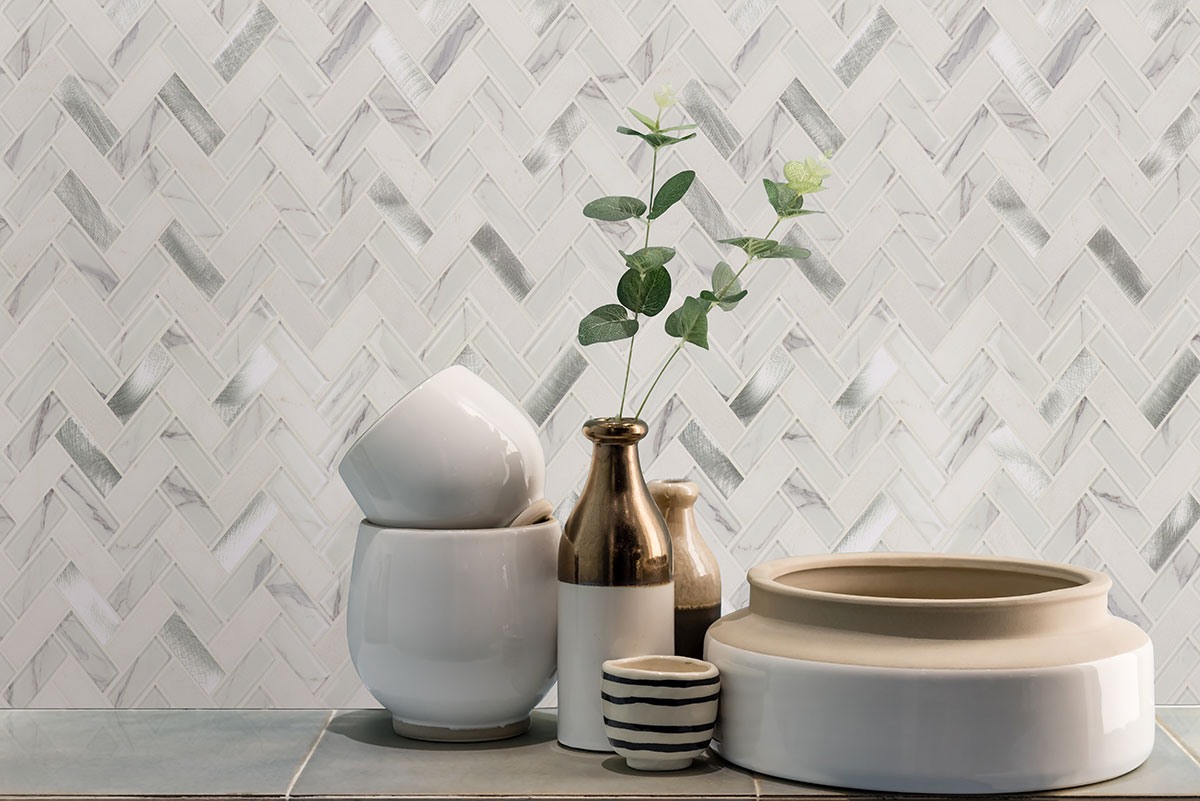 Bytle Bianco Herringbone Tile thumbnail 5