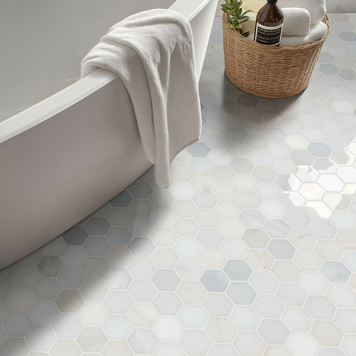 Greecian White Polished Hexagon Tile thumbnail 5