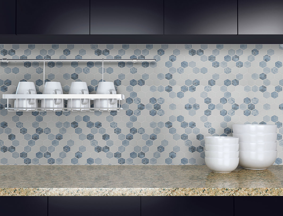 Vista Azul Hexagon Mosaic Tile thumbnail 4