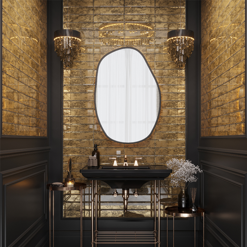 3×12 Beveled Gold Mirror Glass Subway Tile thumbnail 2